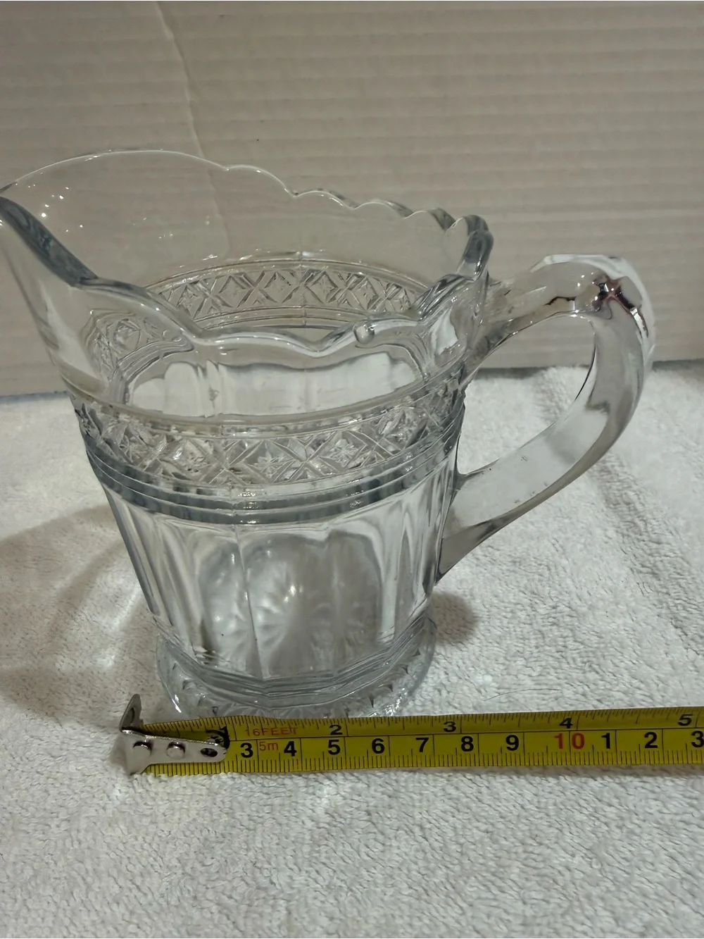 Clear Glass Pitcher / Creamer Scalloped Rim 5